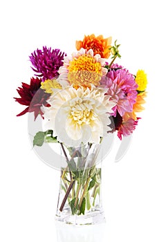 Bouquet Dahlias in glass vase