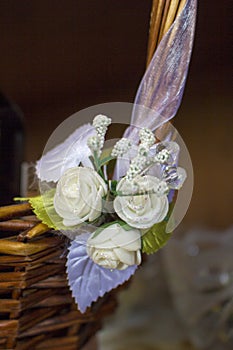 Bouquet of decorative colors in a basket