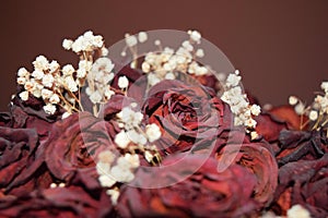 Bouquet of dried pink rose vintage