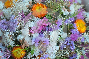 A bouquet of dried wildflowers. Close-up background.