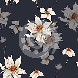 Bouquet of fading roses in watercolor style seamless pattern