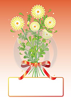 Bouquet, floral greeting card with yellow flowers.