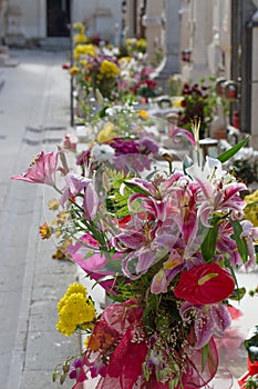 Bouquet of flower at cemetery