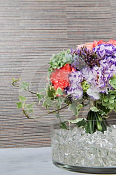 Bouquet of flower on ice vase