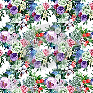 Bouquet flower pattern in a watercolor style.