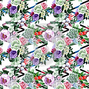 Bouquet flower pattern in a watercolor style.