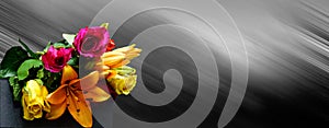 Bouquet of flowers on an abstract background