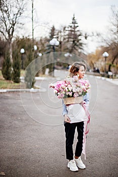 Bouquet of flowers in bag. photo