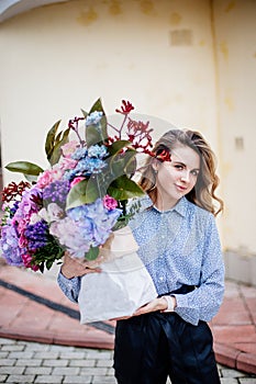 Bouquet of flowers in bag. photo