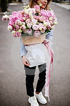 Bouquet of flowers in bag. photo