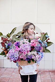 Bouquet of flowers in bag. photo