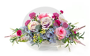 Bouquet of flowers in ceramic pot