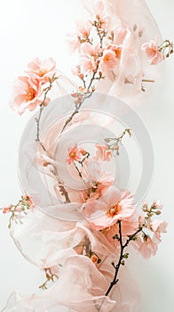 A bouquet of flowers is displayed on a white background