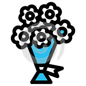 Bouquet, flowers fill vector icon which can easily modify or edit