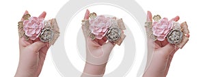 Bouquet of flowers made out of fabric cloth texture that can be used as hair accessory, decoration, and embellishment