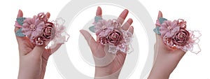 Bouquet of flowers made out of fabric cloth texture that can be used as hair accessory, decoration, and embellishment