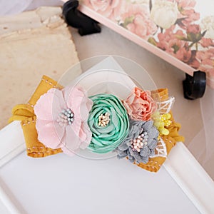 Bouquet of flowers made out of fabric cloth texture that can be used as hair accessory, decoration, and embellishment