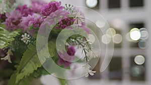 Bouquet of flowers in restaurant