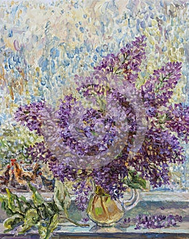 Bouquet of flowers, still life, oil painting