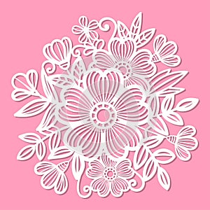 Bouquet of flowers. Template for laser cutting. Vector
