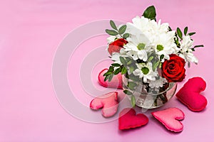 Bouquet of fresh flowers for Valentine`s day or Wedding