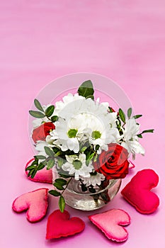 Bouquet of fresh flowers for Valentine`s day or Wedding