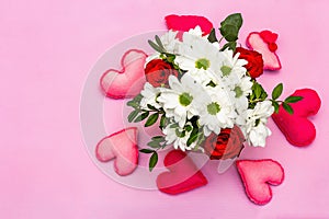Bouquet of fresh flowers for Valentine`s day or Wedding
