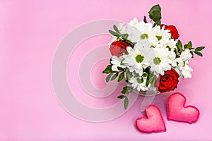 Bouquet of fresh flowers for Valentine`s day or Wedding