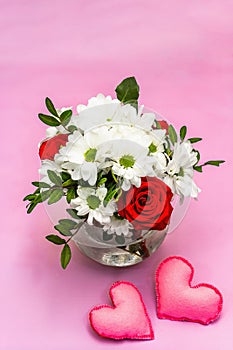 Bouquet of fresh flowers for Valentine`s day or Wedding