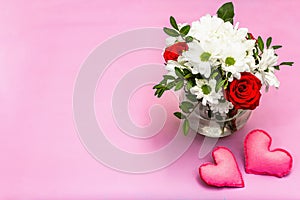 Bouquet of fresh flowers for Valentine`s day or Wedding