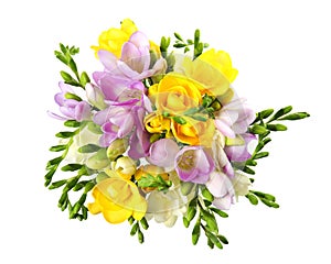 Bouquet of fresh freesia flowers isolated on white