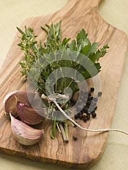 Bouquet Garni Garlic Cloves and Peppercorns