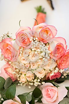 A bouquet of gentle pink roses
