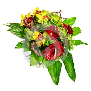 Bouquet of gerberas, lily and anthurium