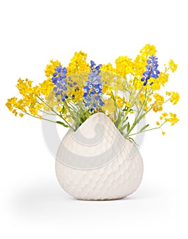 Bouquet of Grape Hyacinths and Basket of Gold