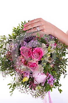 Bouquet, hand and ring