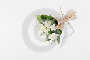 Bouquet of jasmine on a white background.