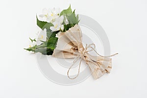 Bouquet of jasmine on a white background.