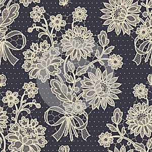 Bouquet. Lace Seamless Pattern.