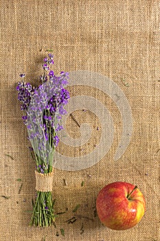 Bouquet of lavender with apple