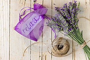 Bouquet of lavender. Spa composition.