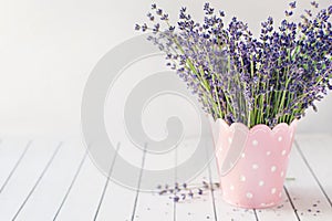 Bouquet of lavender in a vase. Provence style