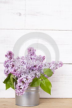 Bouquet of lilac flowers on white background