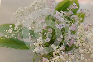 A bouquet of lilies of the valley and forget-me-nots