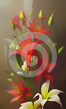 A bouquet of lillies - abstract digital art