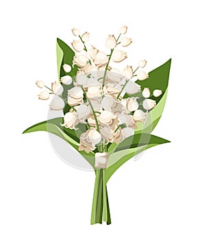 Bouquet of lily of the valley flowers. Vector illustration photo