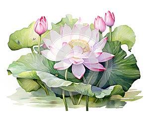 bouquet of lotuses on a white background.