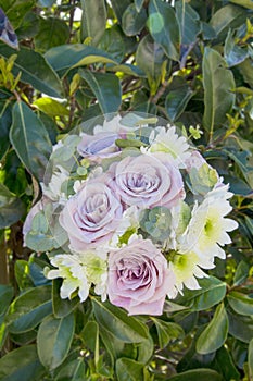 Bouquet of natural flowers with roses