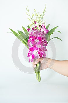 Bouquet of orchid flower and pandan leaves for pray respect to Buddha