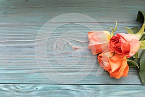 Bouquet of peach-colored tea roses